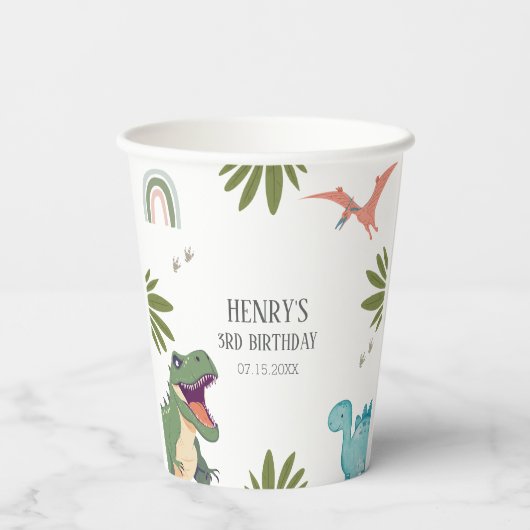 Dinosaur Birthday Party Pappbecher (Rückseite)