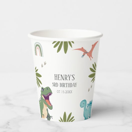 Dinosaur Birthday Party Pappbecher (Vorderseite)