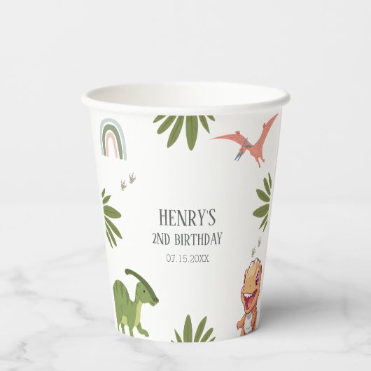 Dinosaur Birthday Party Pappbecher (Rückseite)