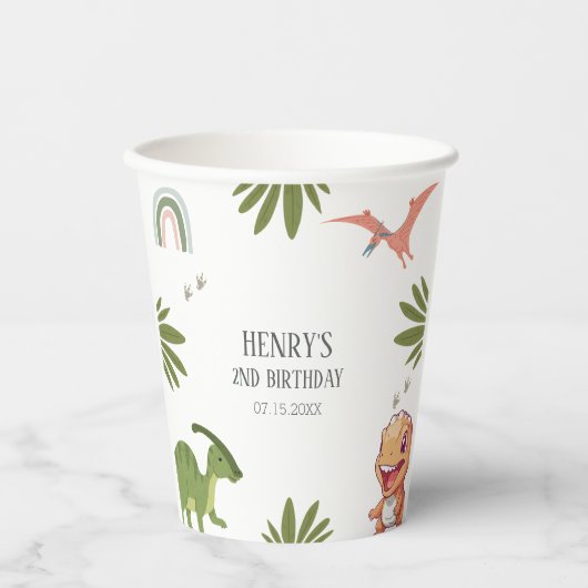 Dinosaur Birthday Party Pappbecher (Vorderseite)