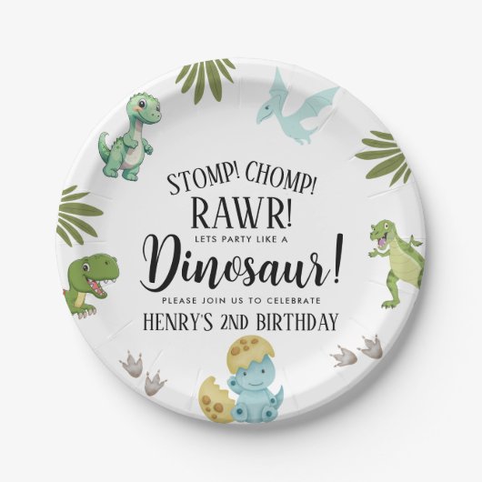 Dinosaur Birthday Party Pappteller (Vorderseite)