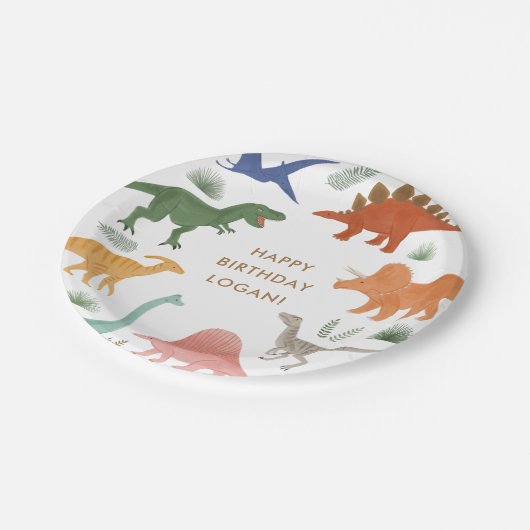 Dinosaur Birthday Party Pappteller (Schrägansicht)