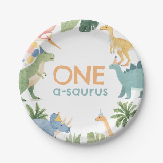 Dinosaur Birthday Party Pappteller (Vorderseite)