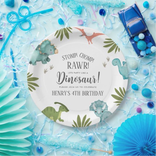 Dinosaur Birthday Party Pappteller (Party)