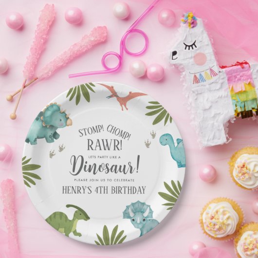Dinosaur Birthday Party Pappteller (Party)