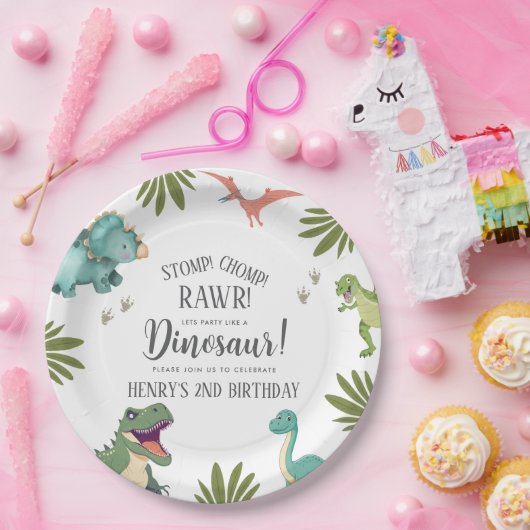 Dinosaur Birthday Party Pappteller (Party)