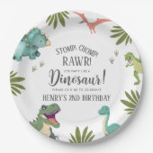 Dinosaur Birthday Party Pappteller (Vorderseite)