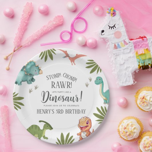 Dinosaur Birthday Party Pappteller (Party)