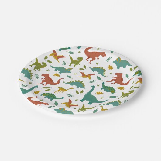 Dinosaur Birthday Party Plate Pappteller (Schrägansicht)