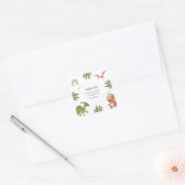 Dinosaur Birthday Party Quadratischer Aufkleber (Umschlag)