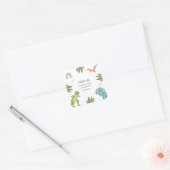 Dinosaur Birthday Party Quadratischer Aufkleber (Umschlag)