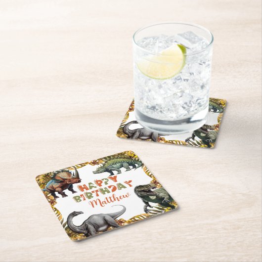 Dinosaur Birthday Party Rechteckiger Pappuntersetzer (Vor Ort)
