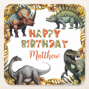 Dinosaur Birthday Party Rechteckiger Pappuntersetzer
