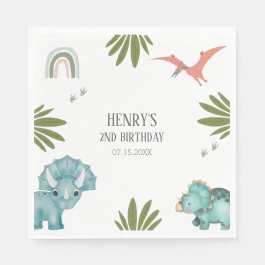 Dinosaur Birthday Party Serviette (Vorderseite)