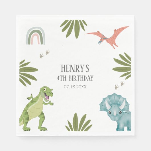 Dinosaur Birthday Party Serviette (Vorderseite)