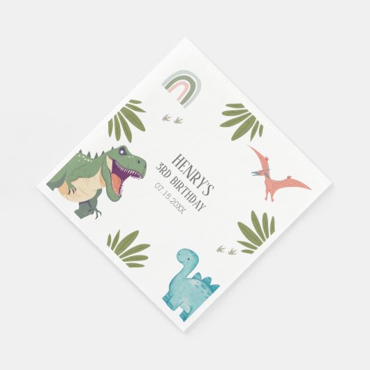 Dinosaur Birthday Party Serviette (Ecke)