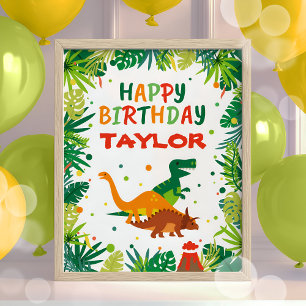 Dinosaur Birthday Party Sign Poster