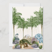 Dinosaur Birthday Party T-rex Wasserfarbe Foto Einladung (Rückseite)