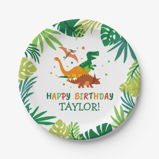 Dinosaur Birthday Party Teller (Vorderseite)