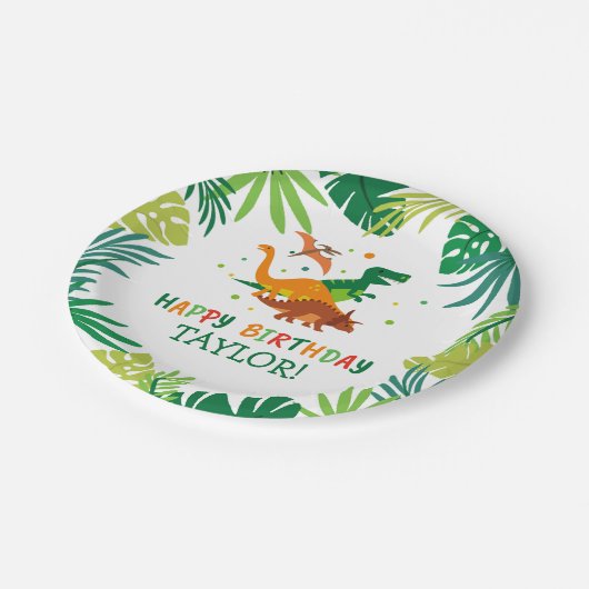 Dinosaur Birthday Party Teller (Schrägansicht)