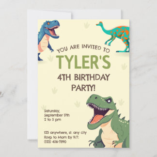 Dinosaur Birthday Party Vertikale Einladung