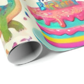 Dinosaur Birthday Party Wrapping Paper Geschenkpapier (Rolleneckpunkt)
