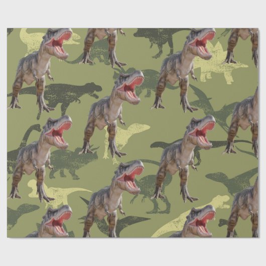 Dinosaur Birthday Pattern Jurassic World Geschenkpapier (Flach)
