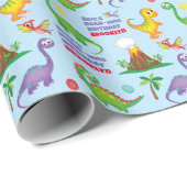 Dinosaur Birthday Personalisiert Geschenkpapier (Rolleneckpunkt)