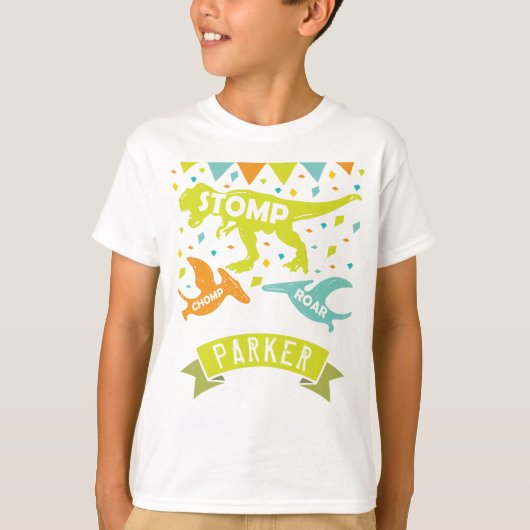 Dinosaur Birthday Personalisiert T-Shirt (Vorderseite)