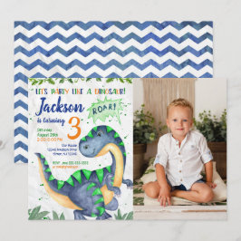 Dinosaur Birthday Photo Invitation for a Boy Einladung