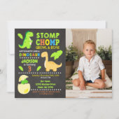 Dinosaur Birthday Photo Invitation for a Boy Einladung (Vorderseite)