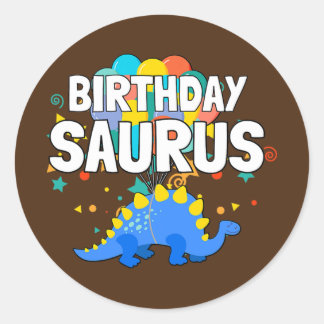 Dinosaur Birthday Saurus Boy Girl Family Matching Runder Aufkleber