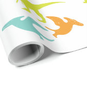 Dinosaur Birthday Silhouette Geschenkpapier (Rolleneckpunkt)