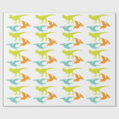 Dinosaur Birthday Silhouette Geschenkpapier (Flach)
