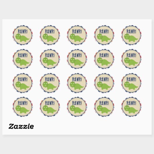 Dinosaur Birthday Stickers (Blatt)