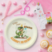 Dinosaur Birthday - Stomp Chomp Roar T-Rex Birthda Pappteller (Party)