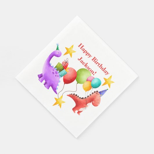 Dinosaur Birthday Teller Serviette (Ecke)