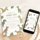 Dinosaur Birthday  Three Rex Boy Einladung