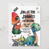 Dinosaur Birthday, Vulkan Einladung (Vorderseite)