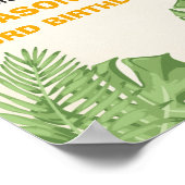 Dinosaur Birthday Welcome Sign Boy Blätter Party Poster (Ecke)