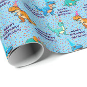 Dinosaur Birthday Wrapping Paper Geschenkpapier (Rolleneckpunkt)