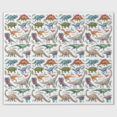Dinosaur Birthday Wrapping Paper Geschenkpapier (Flach)