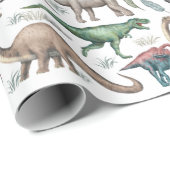 Dinosaur Birthday Wrapping Paper Geschenkpapier (Rolleneckpunkt)