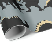 Dinosaur Birthday Wrapping Paper Gold Geschenkpapier (Rolleneckpunkt)