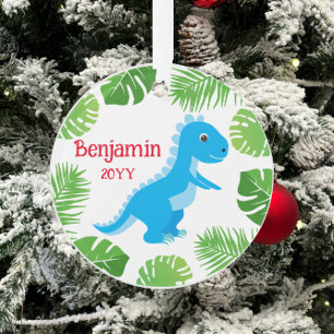 Dinosaur Blau T-Rex Tropisch Andenken Weihnachten Ornament
