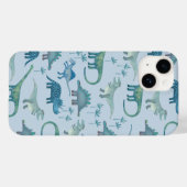 Dinosaur Blaues Muster Case-Mate iPhone Hülle (Rückseite (Horizontal))