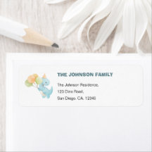 Dinosaur Blue 1st Birthday Return Address