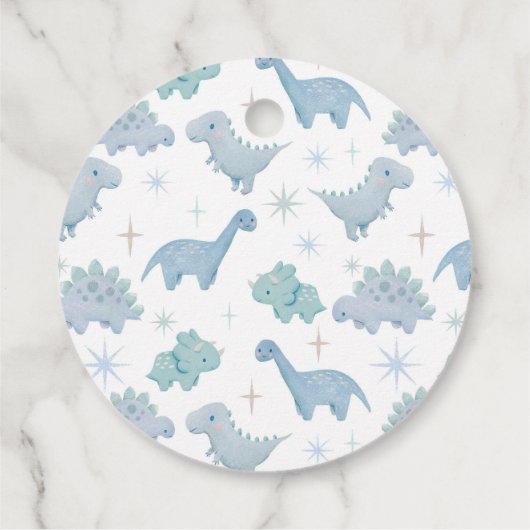 Dinosaur Blue Baby Dusche durch Geschenkanhänger (Rückseite)