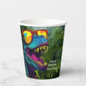 Dinosaur Blue Happy Birthday Pappbecher (Vorderseite)