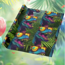 Dinosaur Blue Jungle T Rex Jurassic Cool Geschenkpapier